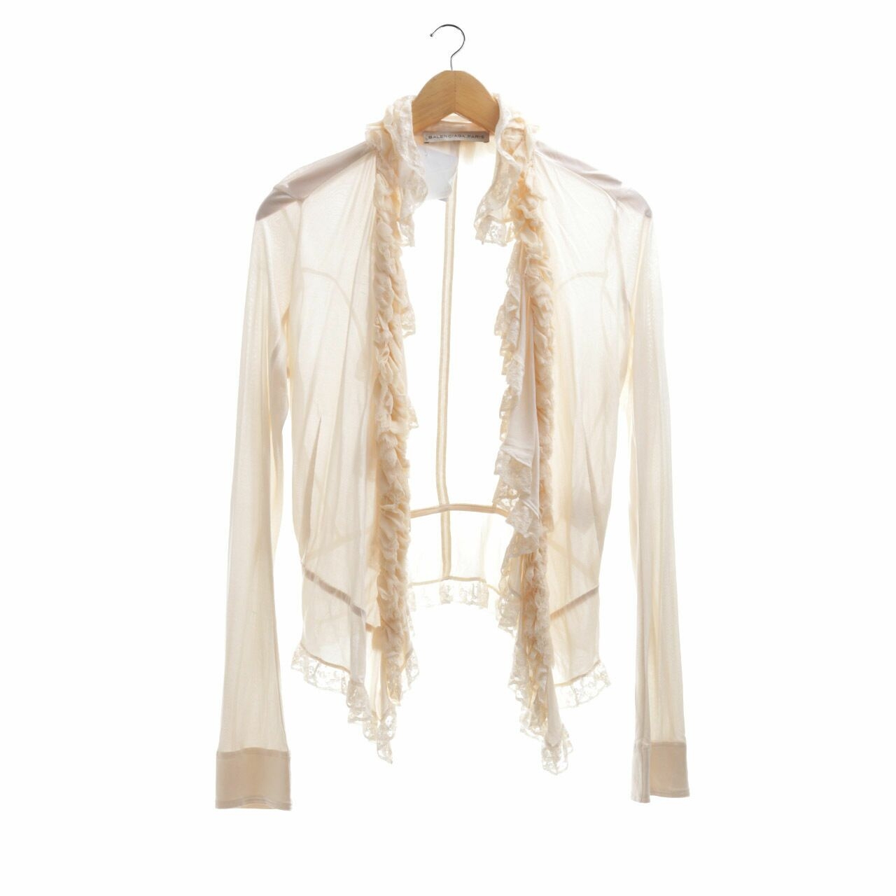 Balenciaga Cream Lace Ruffle Cardigan