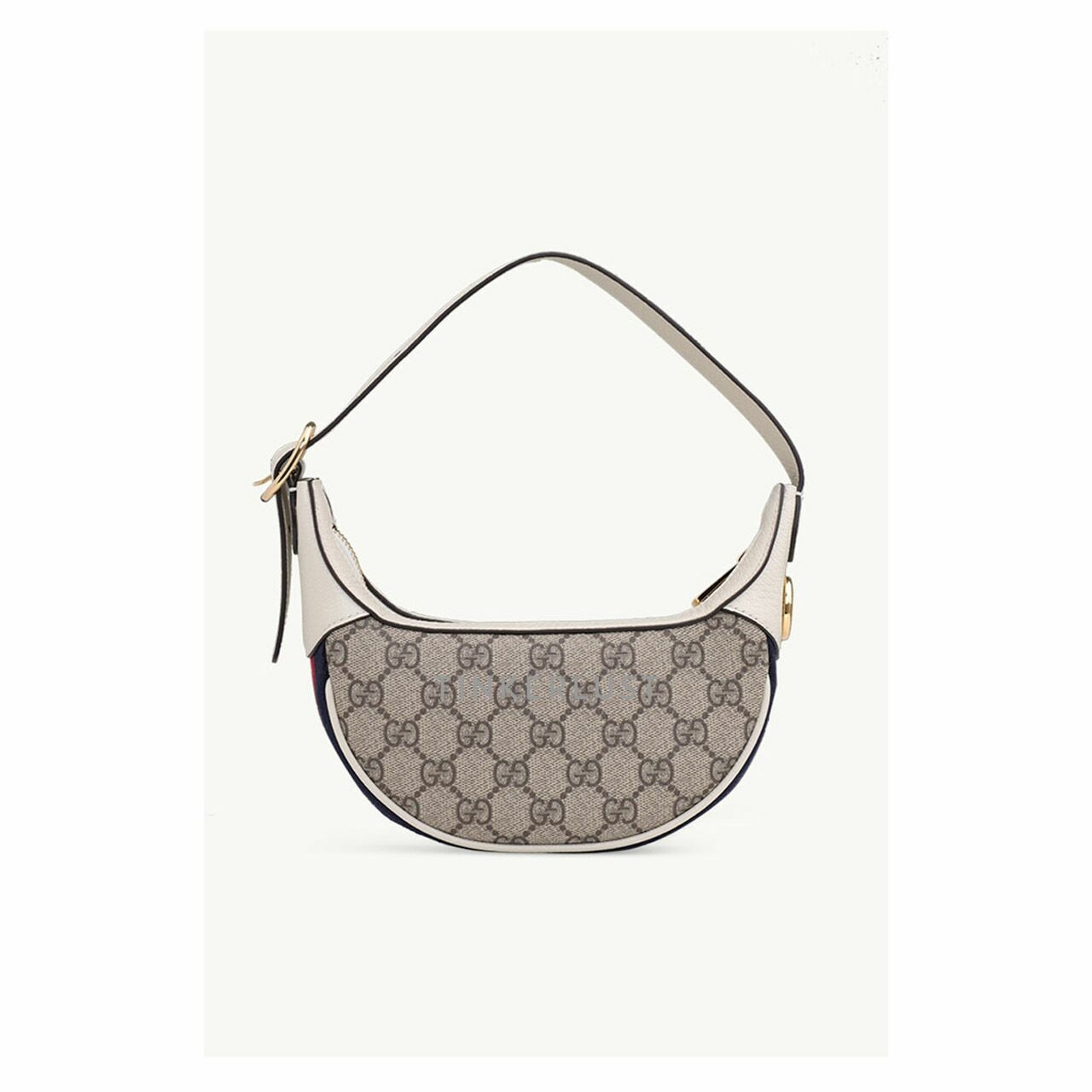 GUCCI Mini Ophidia GG Supreme Handbag in Beige/Ebony with Blue/Red Web