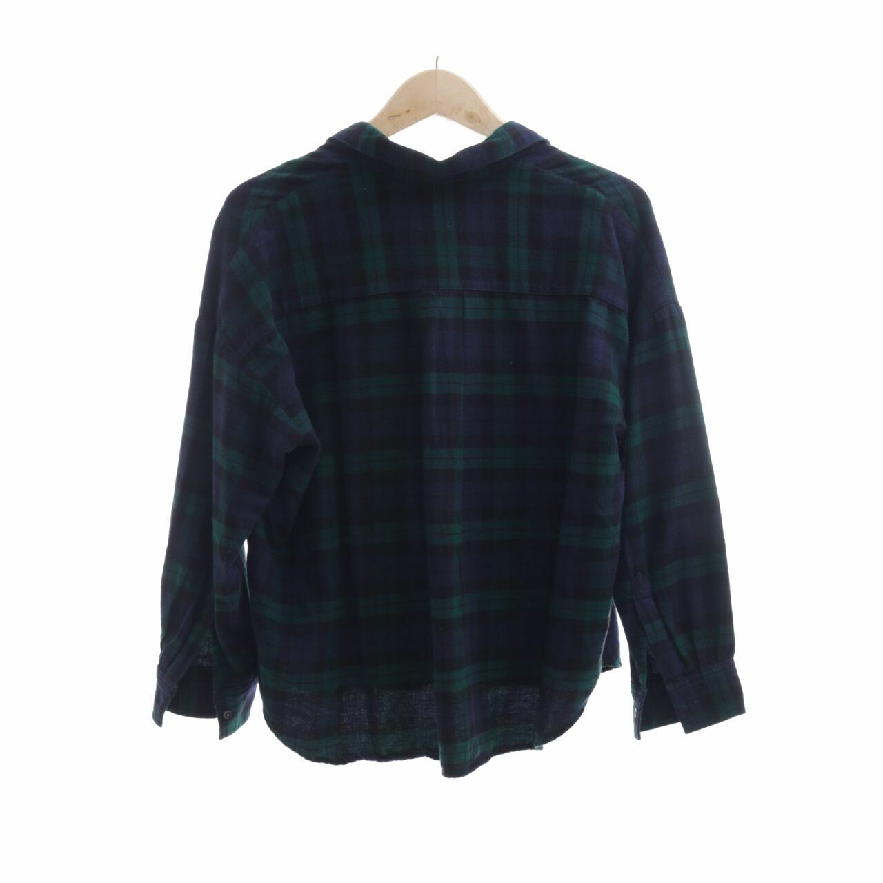 UNIQLO Navy & Green Checkered Blouse