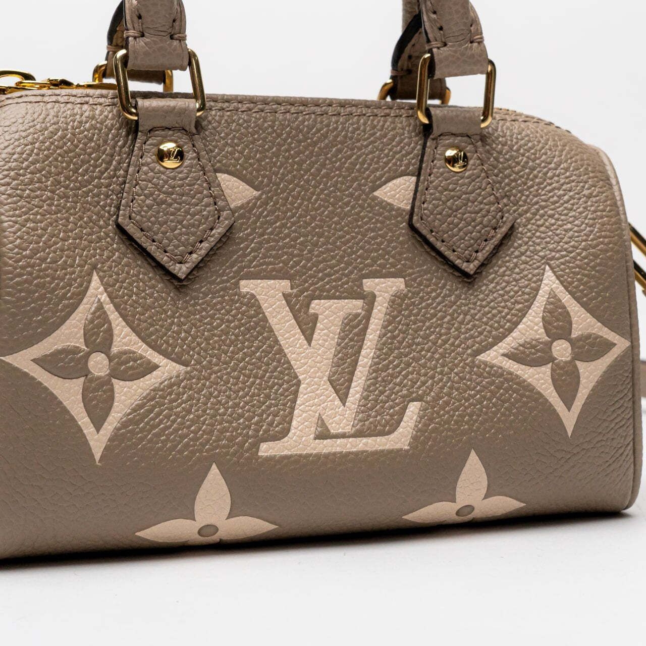 Louis Vuitton Nano Speedy Bicolour Monogram Empreinte Handbag Tourterelle / Cream