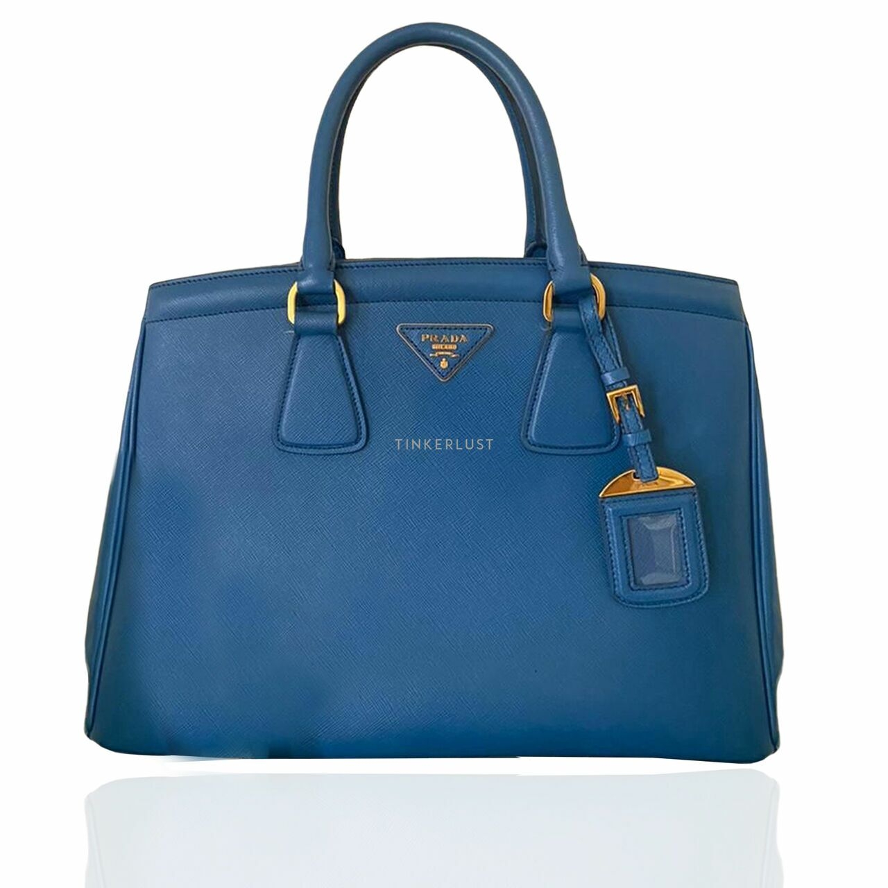 Prada BN2402 Cobalt Blue Saffiano Lux Leather Parabole Tote Bag