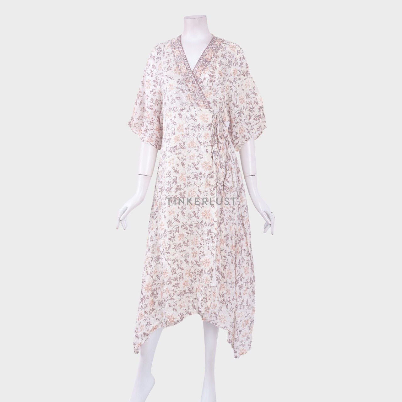 Private Collection Beige Floral Wrap Long Dress