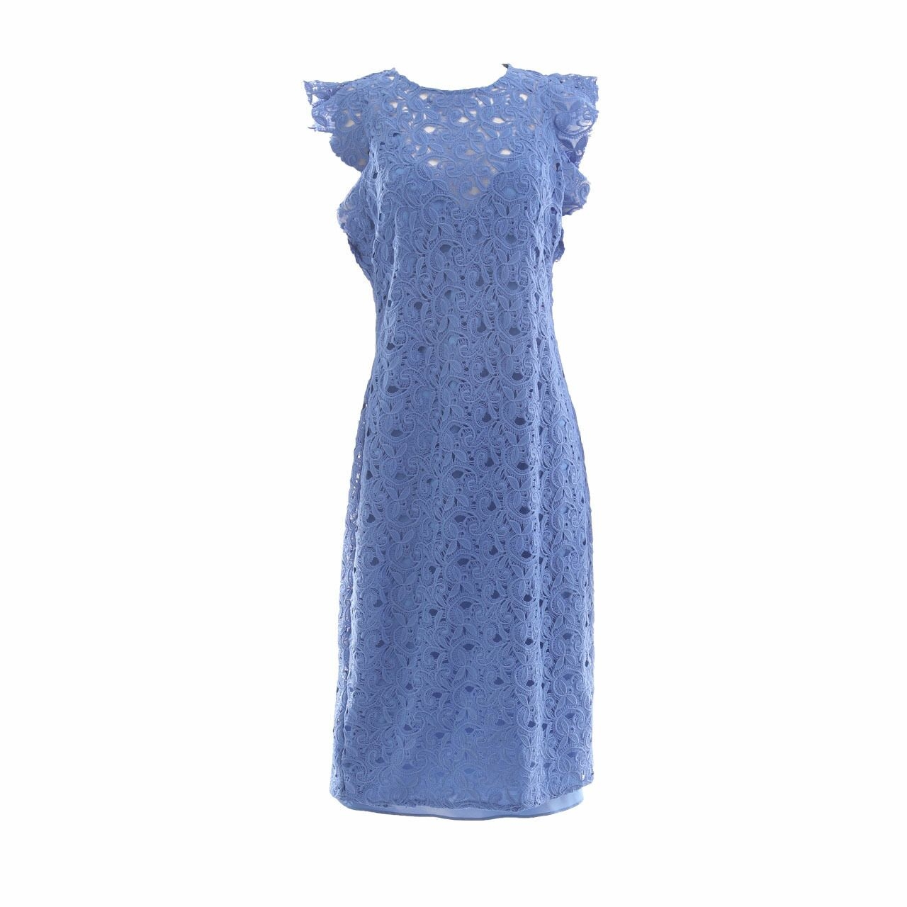 Zara Blue Lace Midi Dress