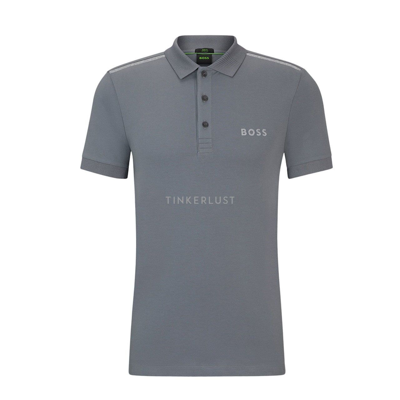 Hugo Boss Men Slim Fit Paule Mirror Polo Shirt in Grey