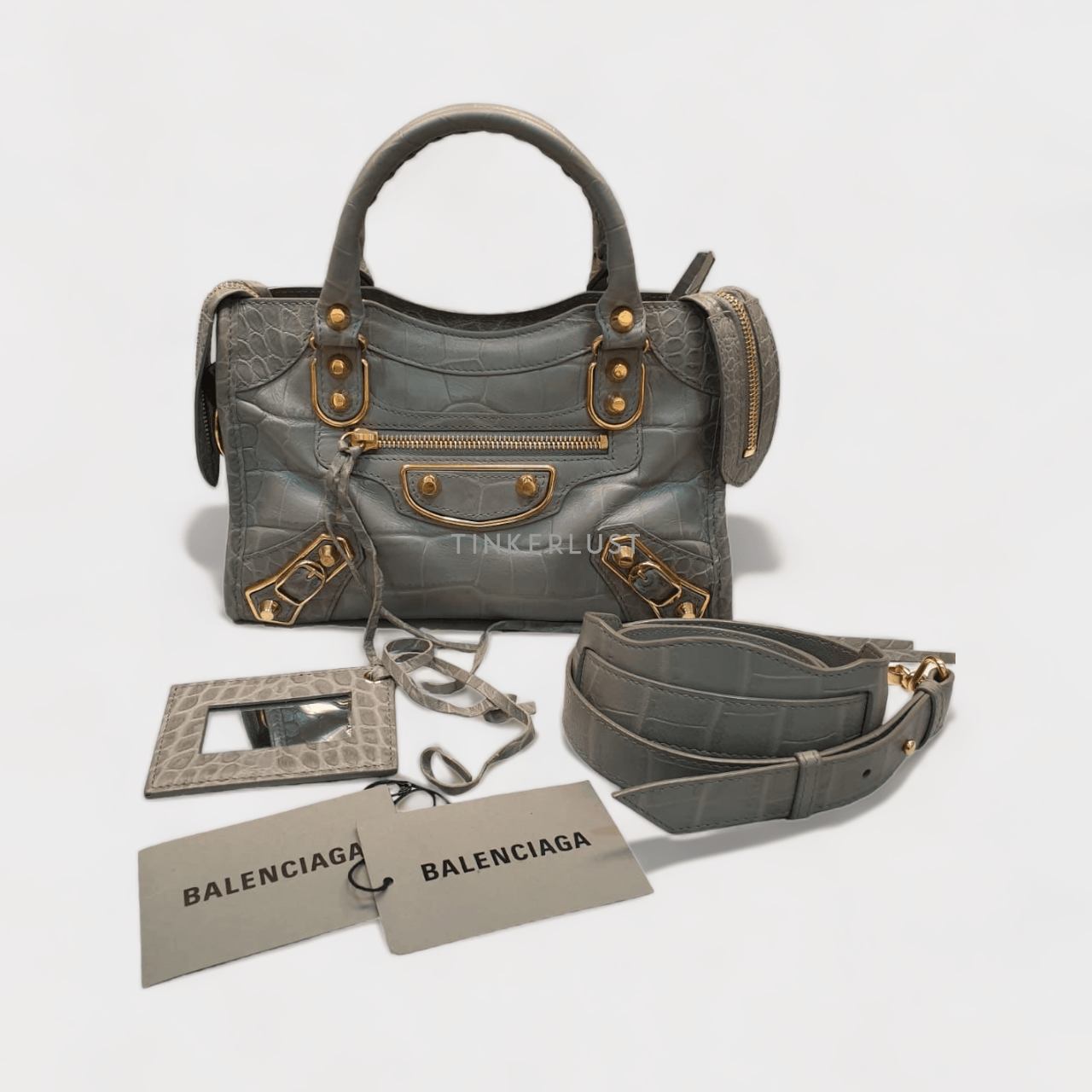 Balenciaga Mini City GHW Croco Embossed 2019 Satchel