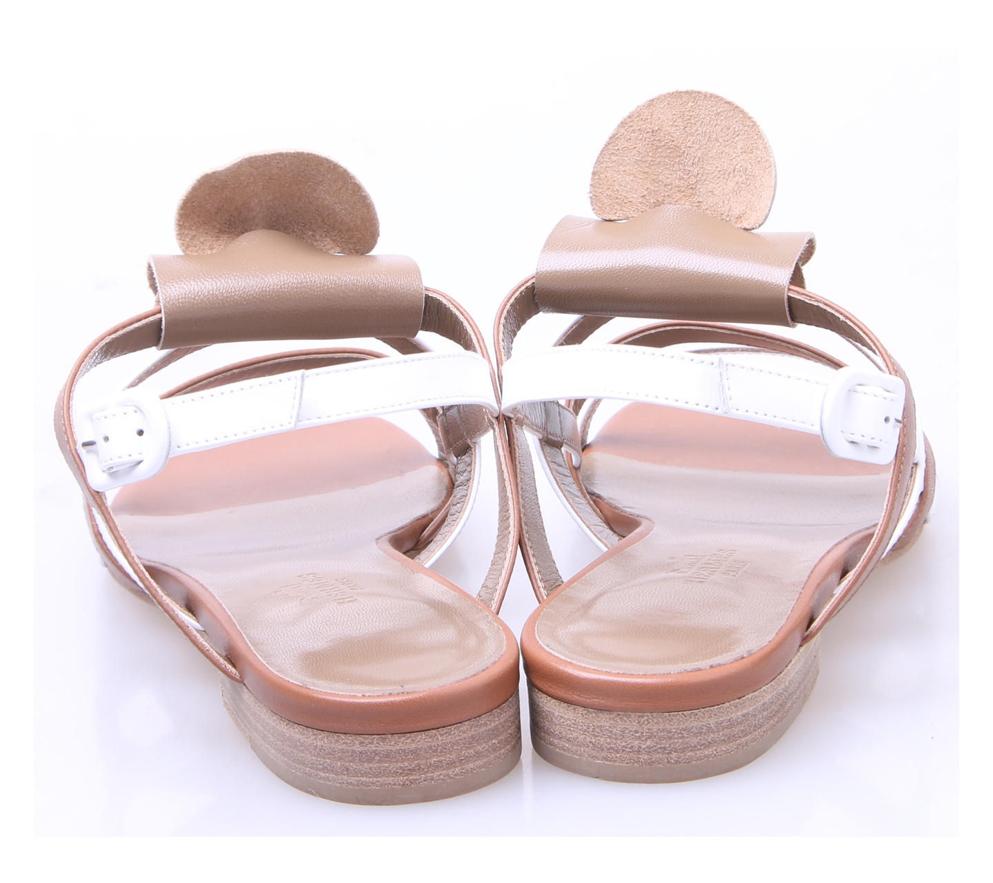 Hermes Brown & White Transat Sandals