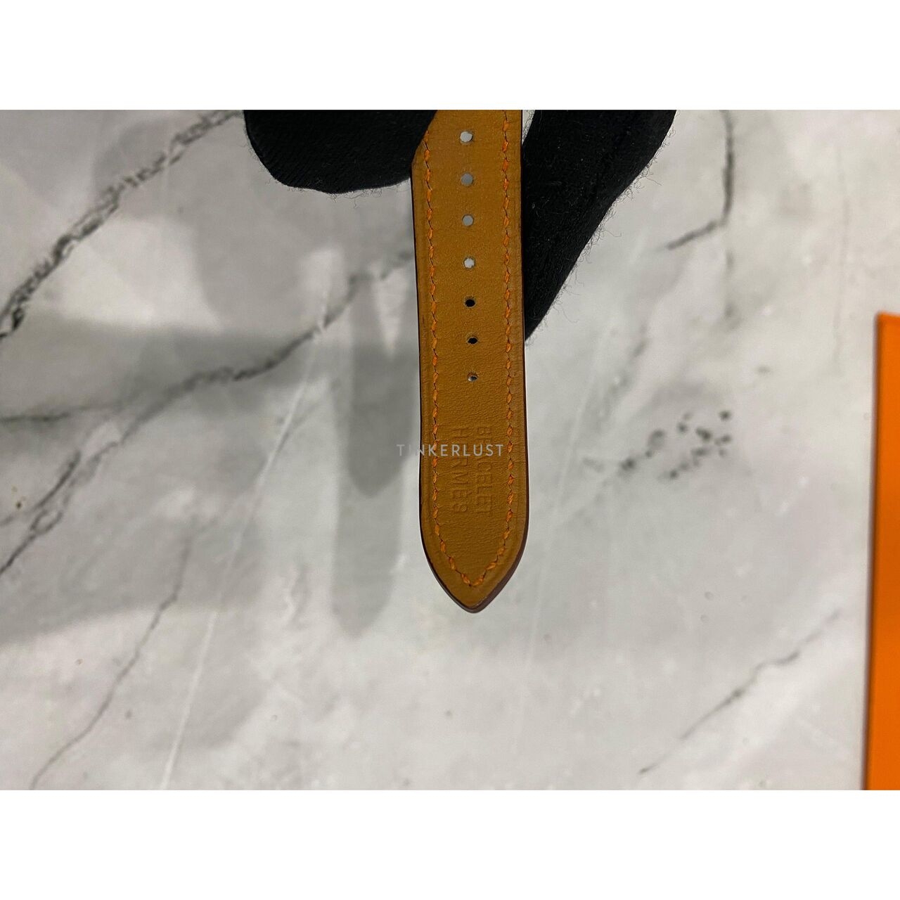 Hermes Double Tour Orange PM Diamond #O Square Watch 