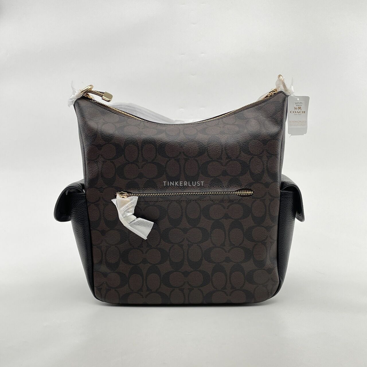 Coach C1523 Pennie Shoulder Bag Signature Black Brown