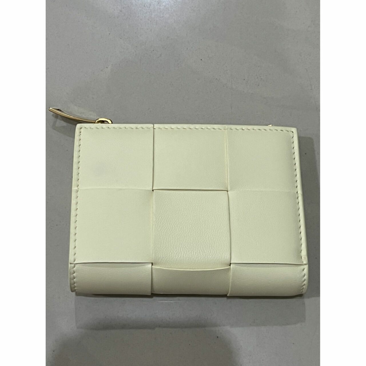 Bottega Veneta Off White Intrecciato Bi-Fold Wallet