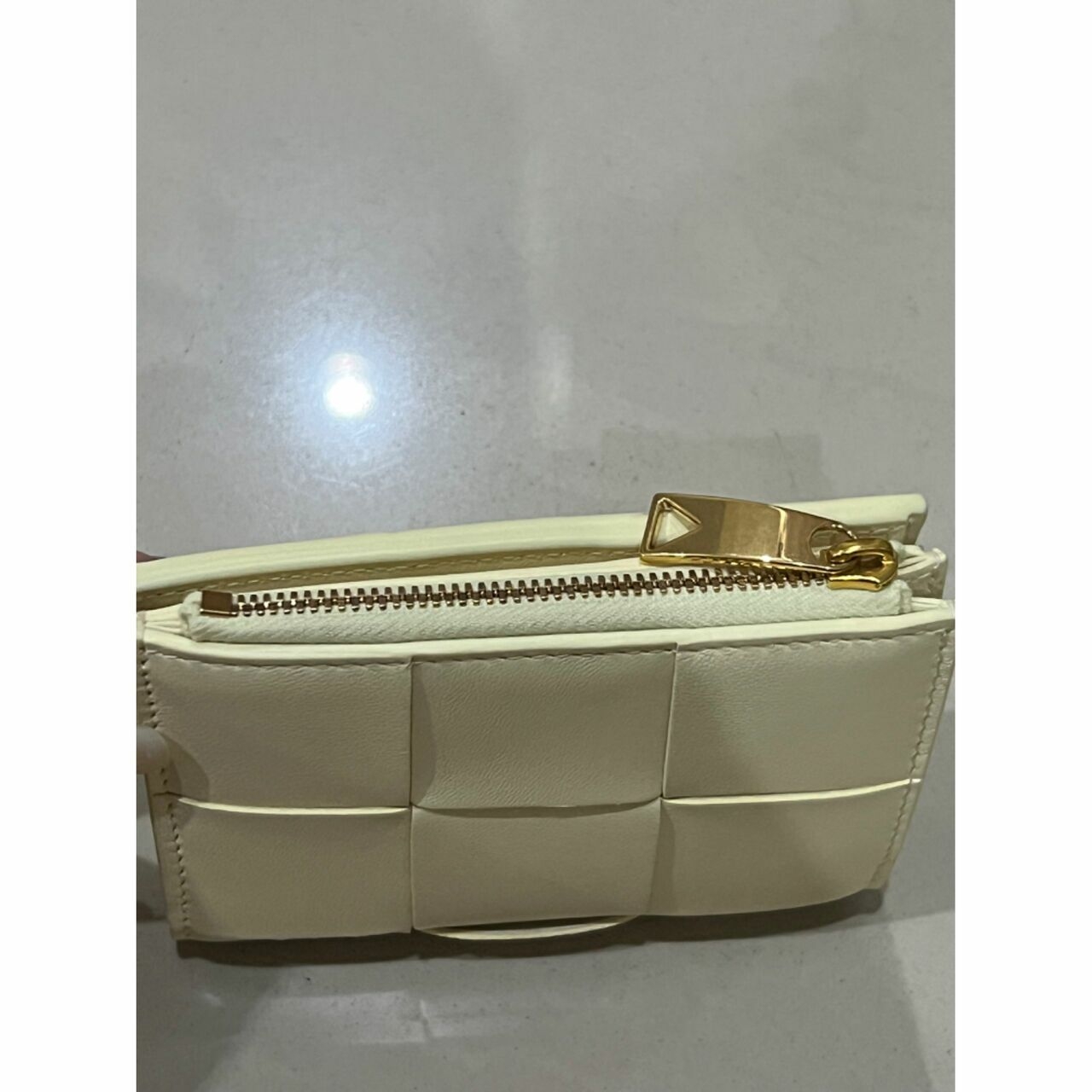 Bottega Veneta Off White Intrecciato Bi-Fold Wallet