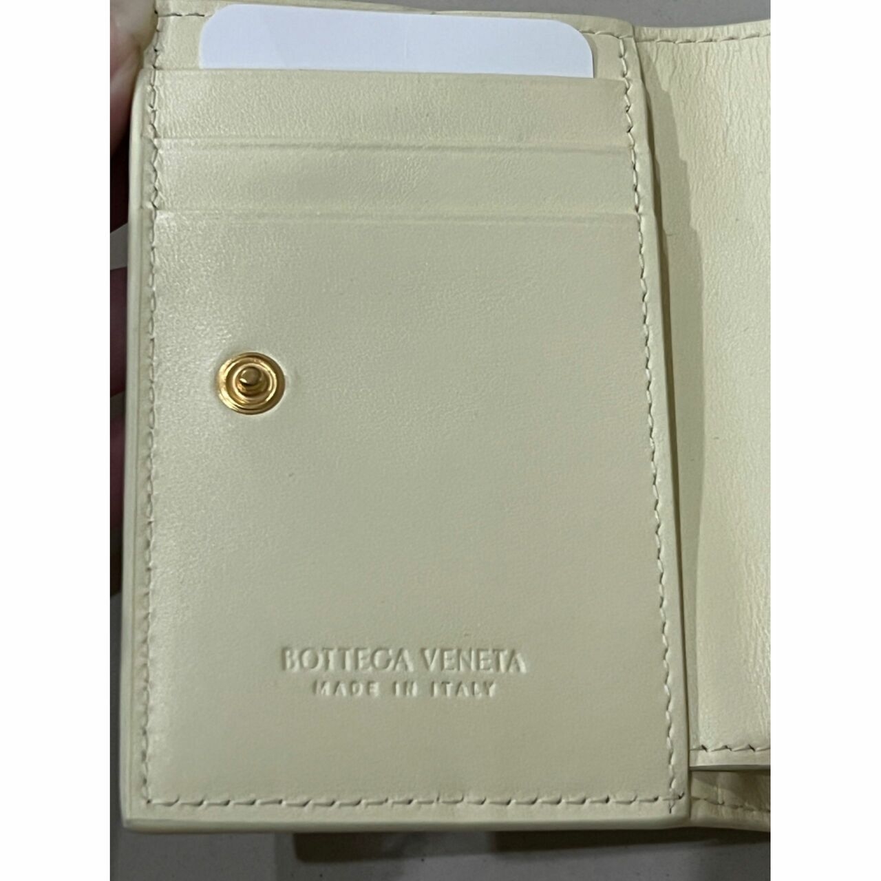 Bottega Veneta Off White Intrecciato Bi-Fold Wallet