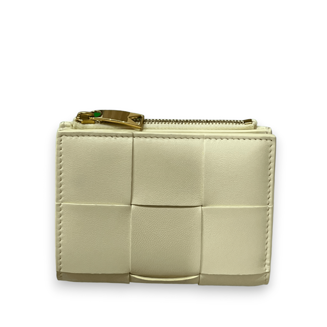 Bottega Veneta Off White Intrecciato Bi-Fold Wallet