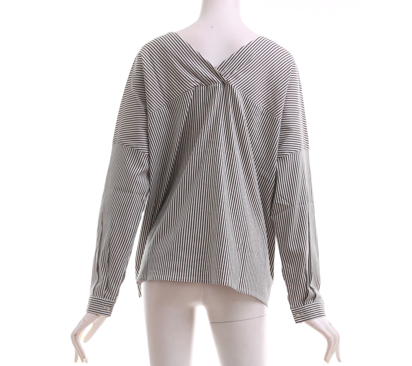 Shop At Velvet White & Grey Striped Blouse