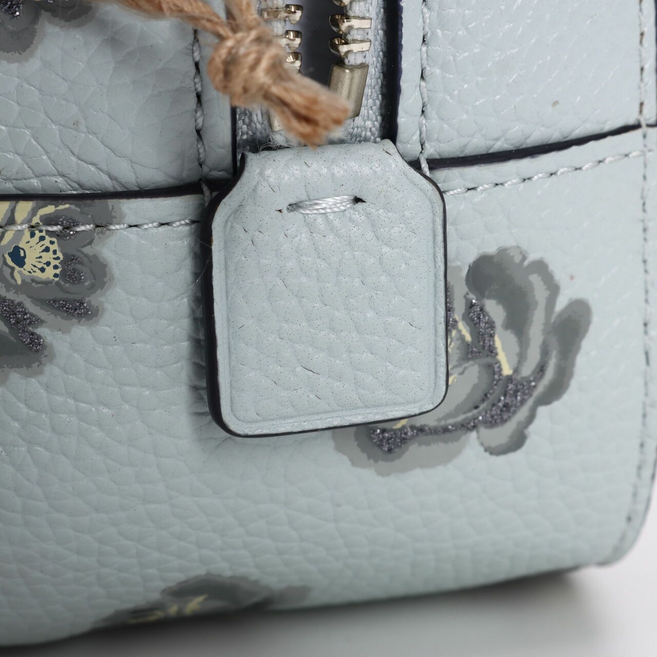 Coach Sky Blue Rose Print Leather Zip Crossbody Camera Bag