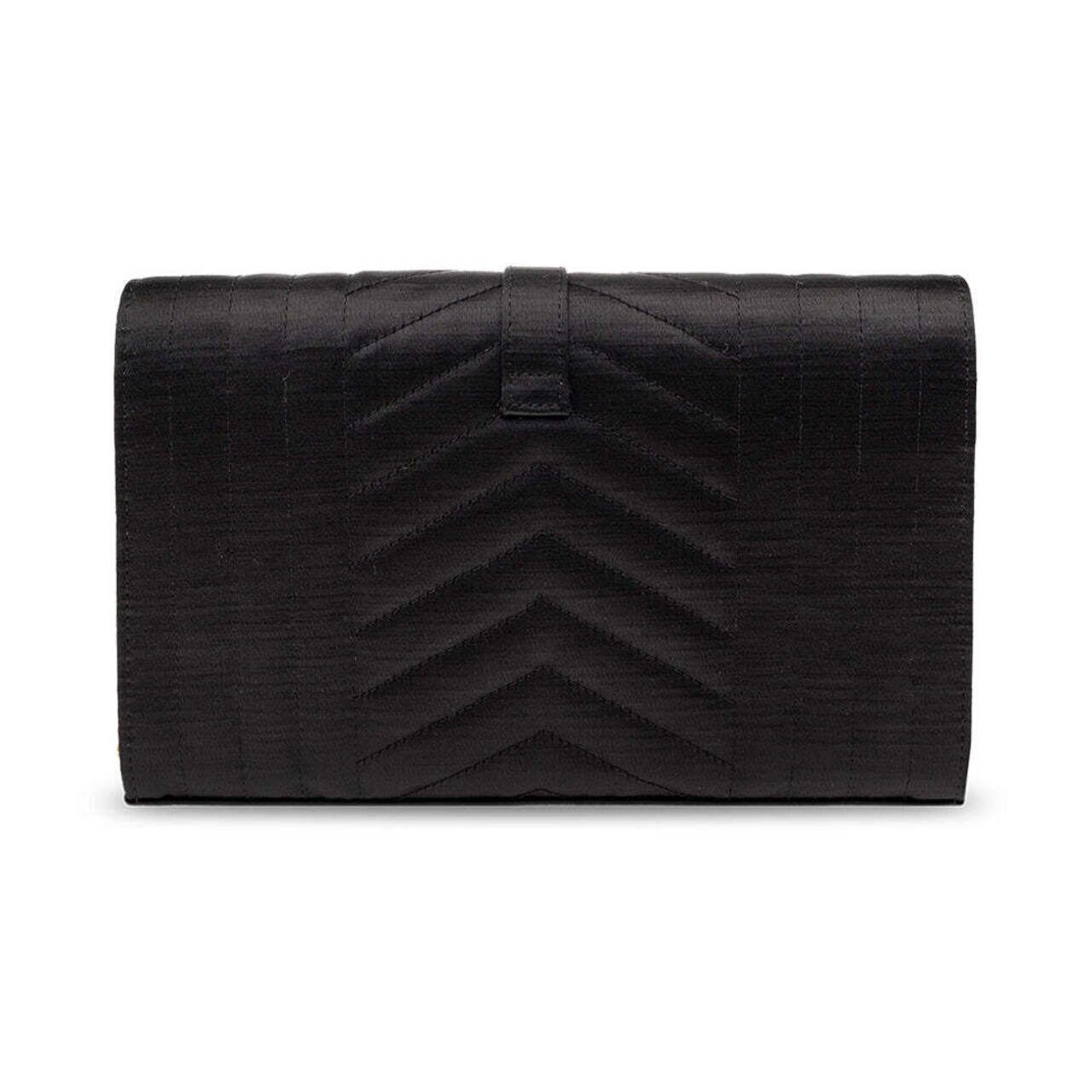 Saint Laurent Envelope WOC 22cm Satin Leather Black Ghw