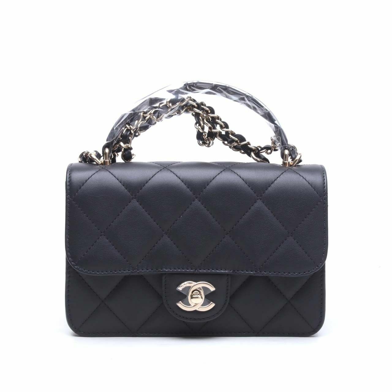 Chanel Coco Lady Top Handle Quilted Flap Black Small Bag 