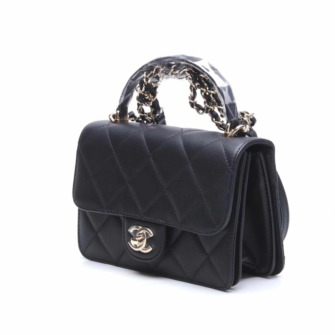 Chanel Coco Lady Top Handle Quilted Flap Black Small Bag 