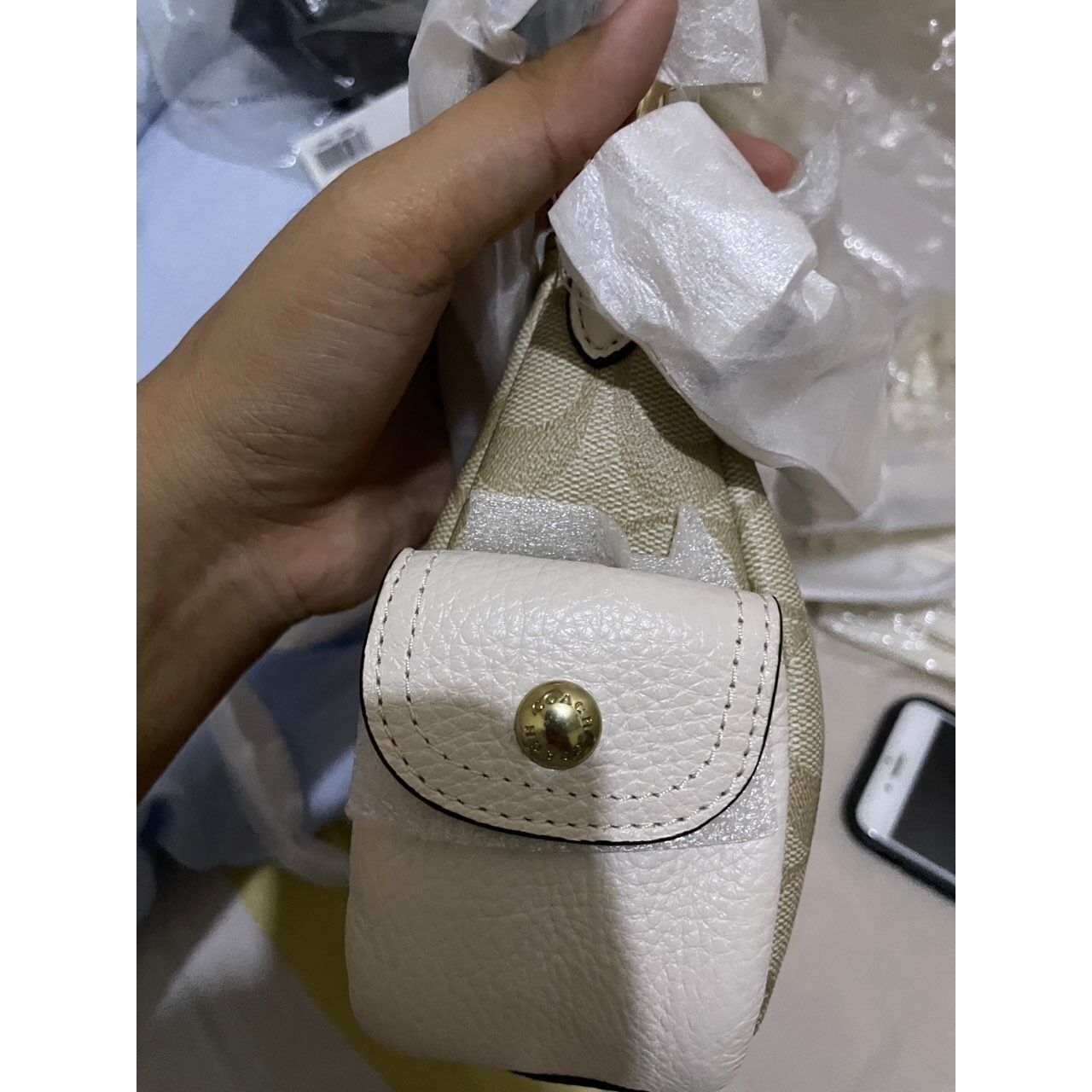 Coach Khaki & Chalk Shoulder Bag