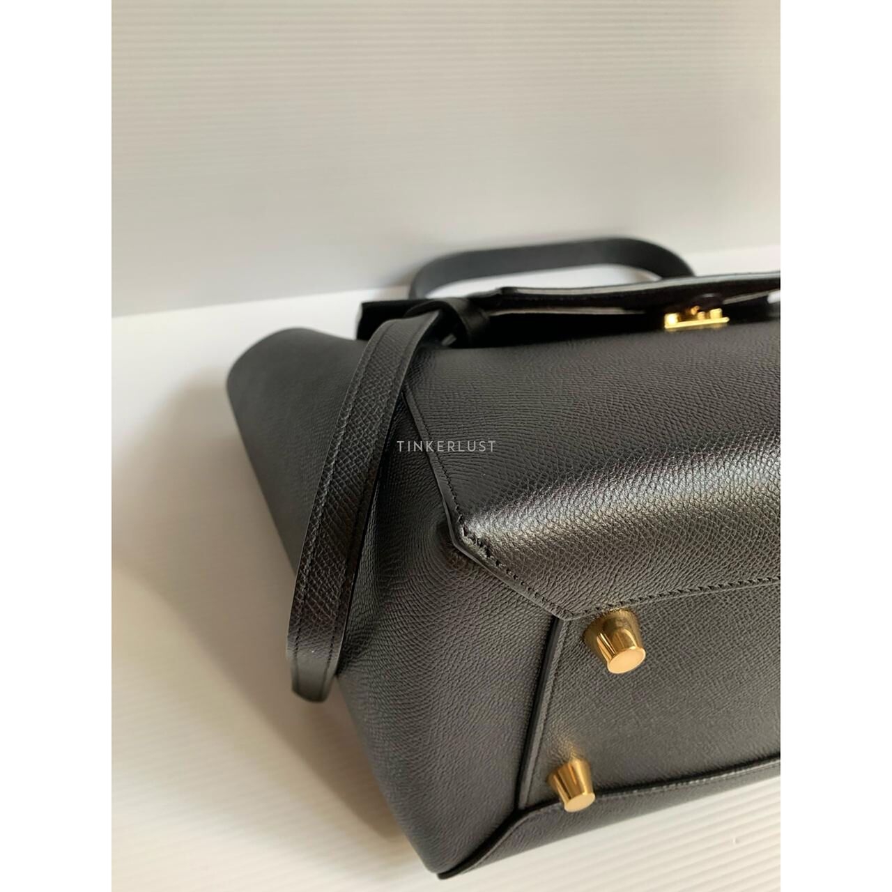 Celine Mini Beltbag Black Grain Leather Satchel