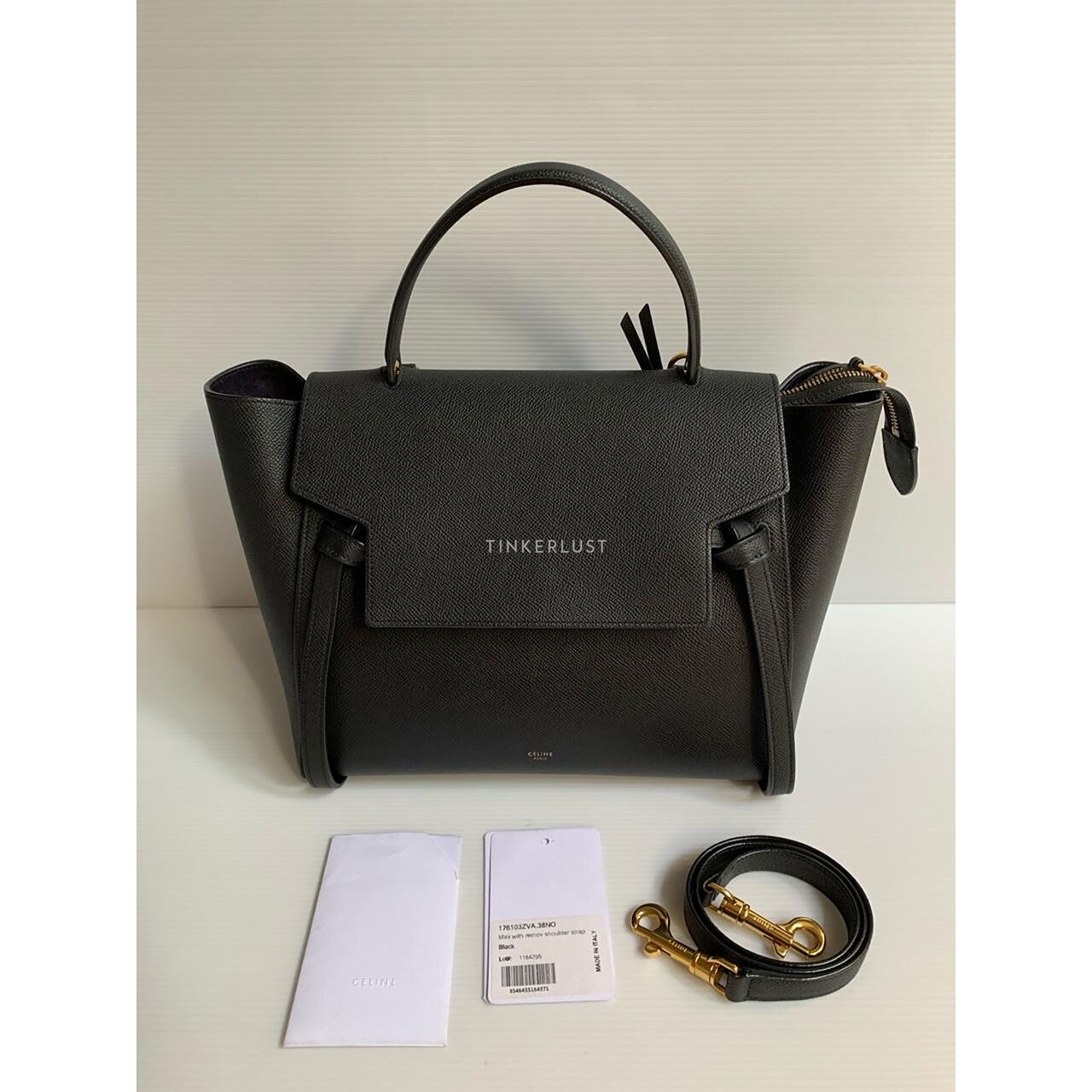 Celine Mini Beltbag Black Grain Leather Satchel