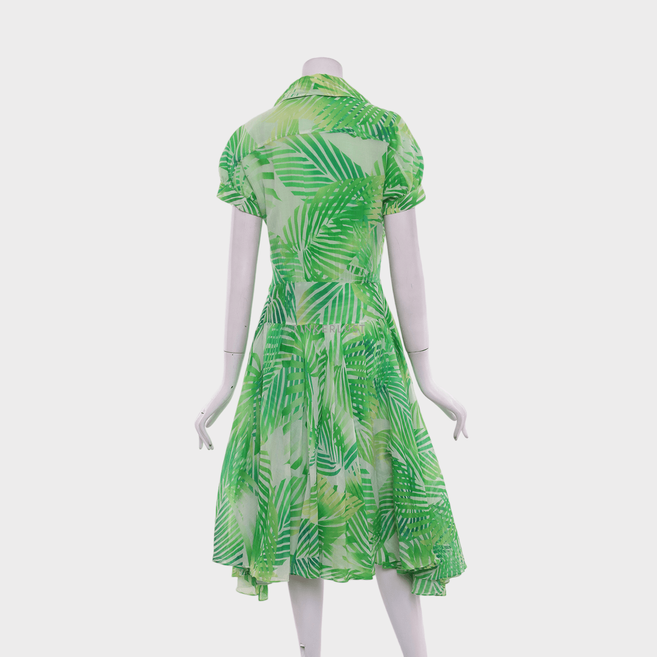 Diane Von Furstenberg Green Leaf Short Sleeve Midi Dress