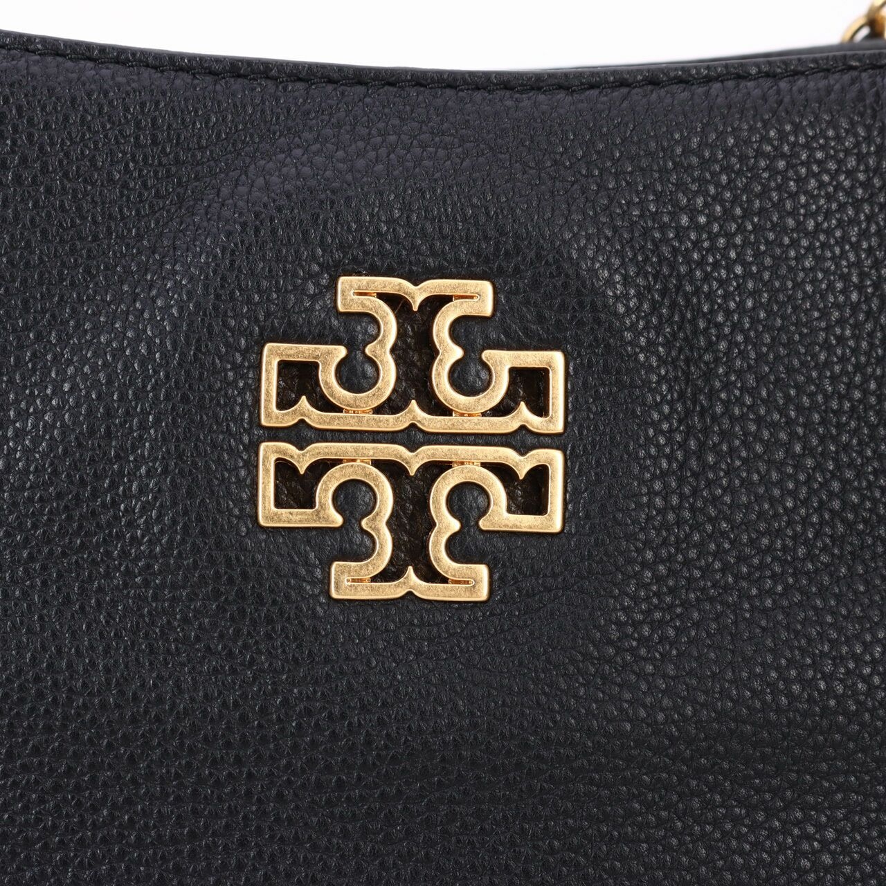 Tory Burch Britten Triple Compartment Black Rolled Gold Tote Bag