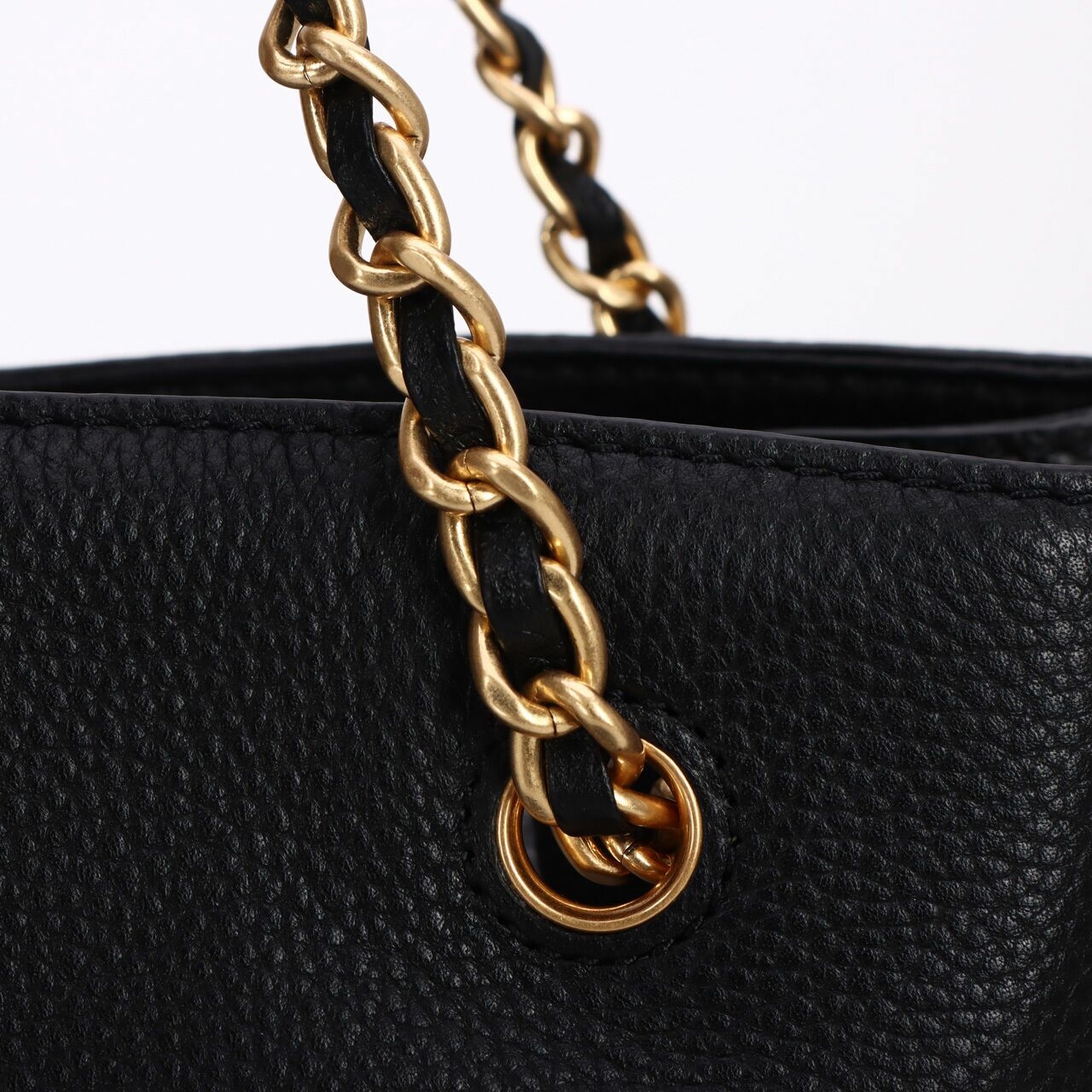 Tory Burch Britten Triple Compartment Black Rolled Gold Tote Bag