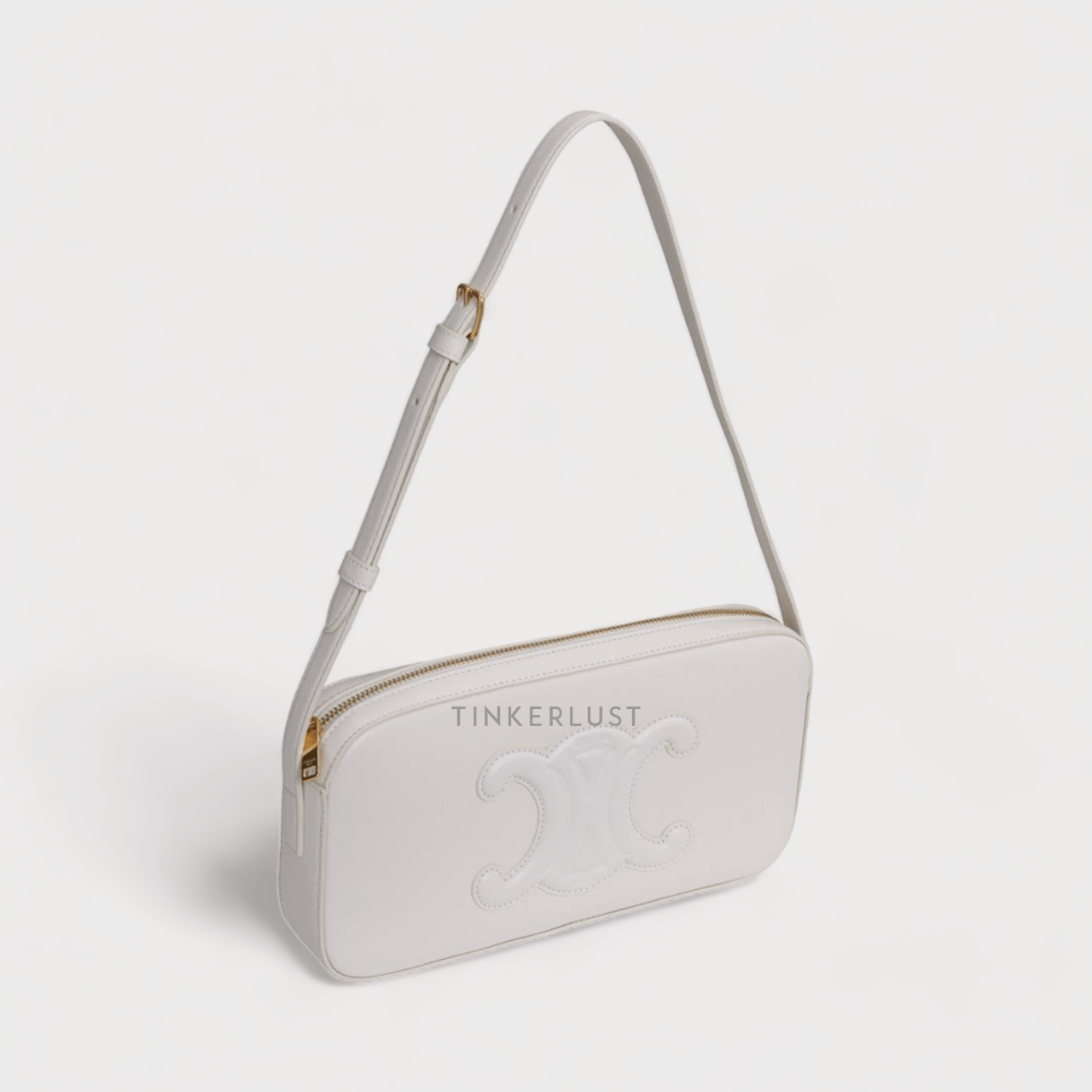 Celine Cuir Triomphe in White Smooth Calfskin Camera Shoulder Bag