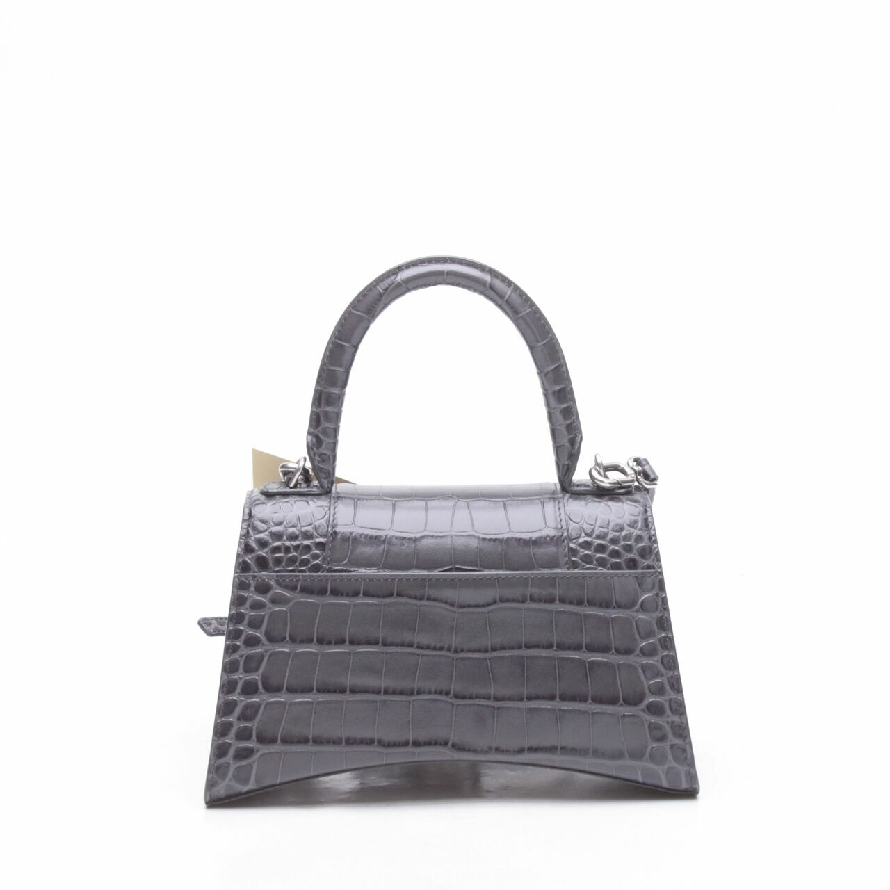 Balenciaga Hourglass Croco Dark Grey Top Handle Satchel Bag