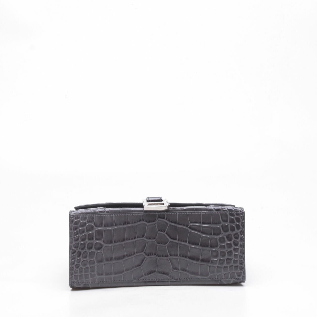 Balenciaga Hourglass Croco Dark Grey Top Handle Satchel Bag