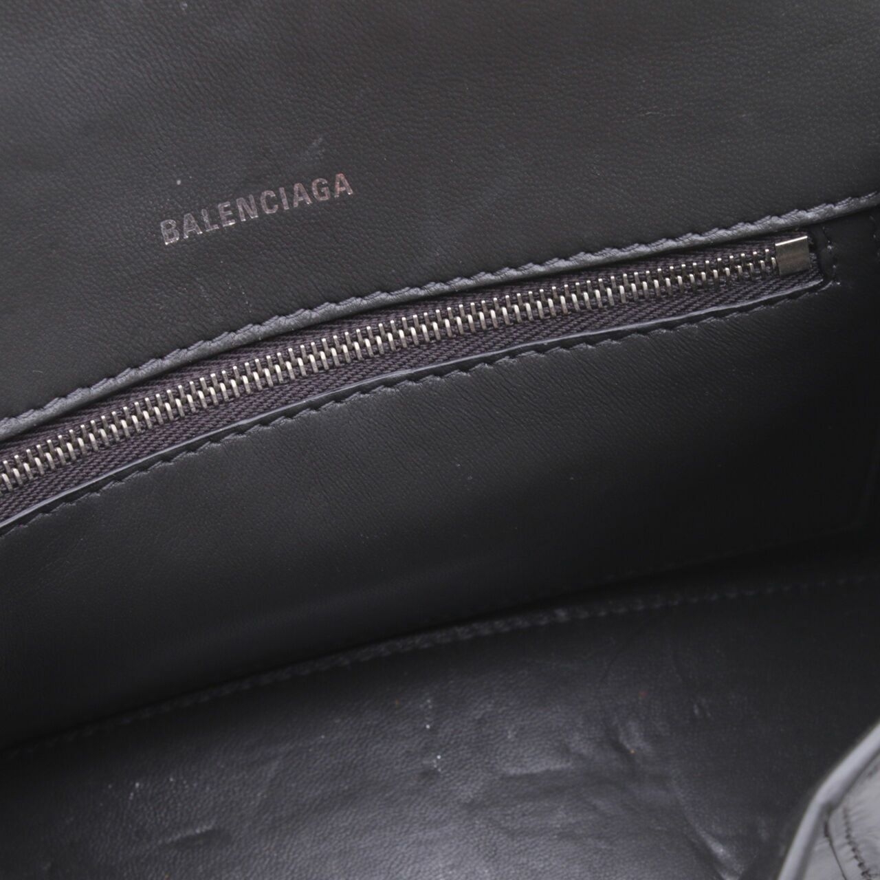 Balenciaga Hourglass Croco Dark Grey Top Handle Satchel Bag