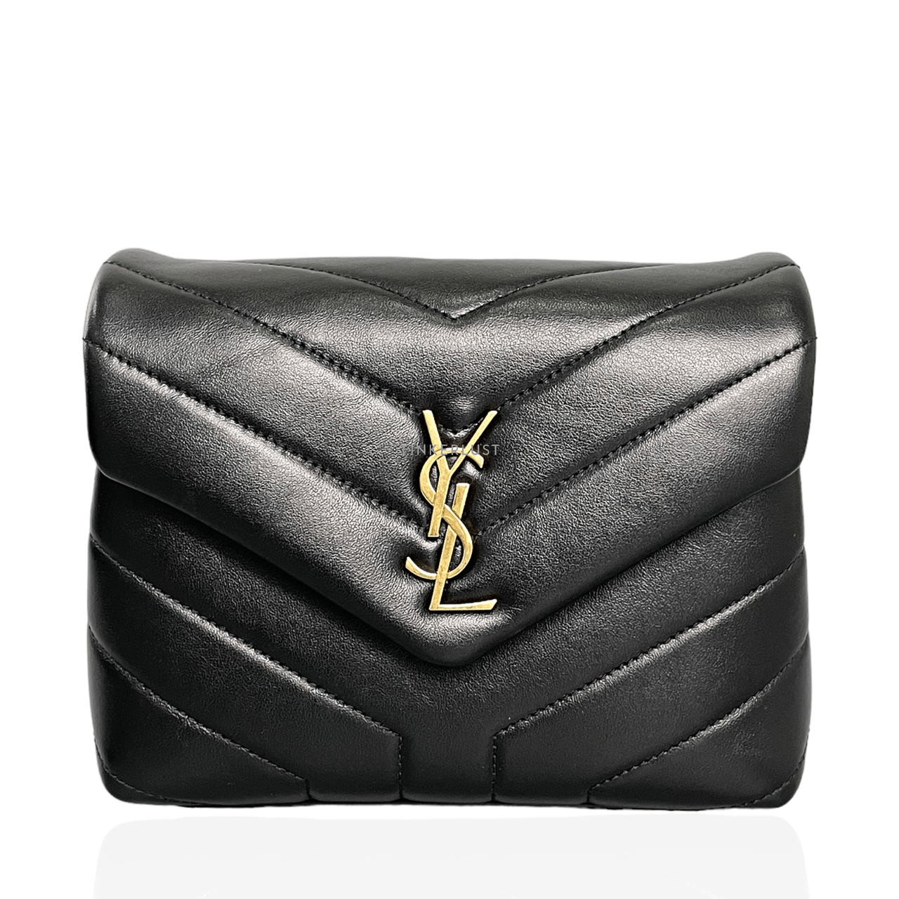 Yves Saint Laurent Calfskin Y Quilted Monogram Toy Loulou Black Sling Bag