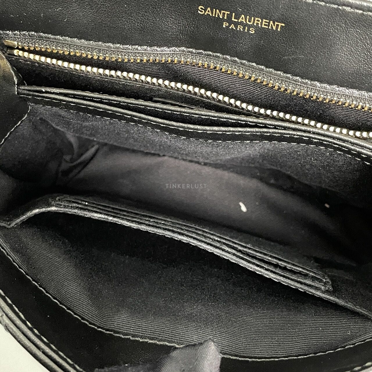 Yves Saint Laurent Calfskin Y Quilted Monogram Toy Loulou Black Sling Bag