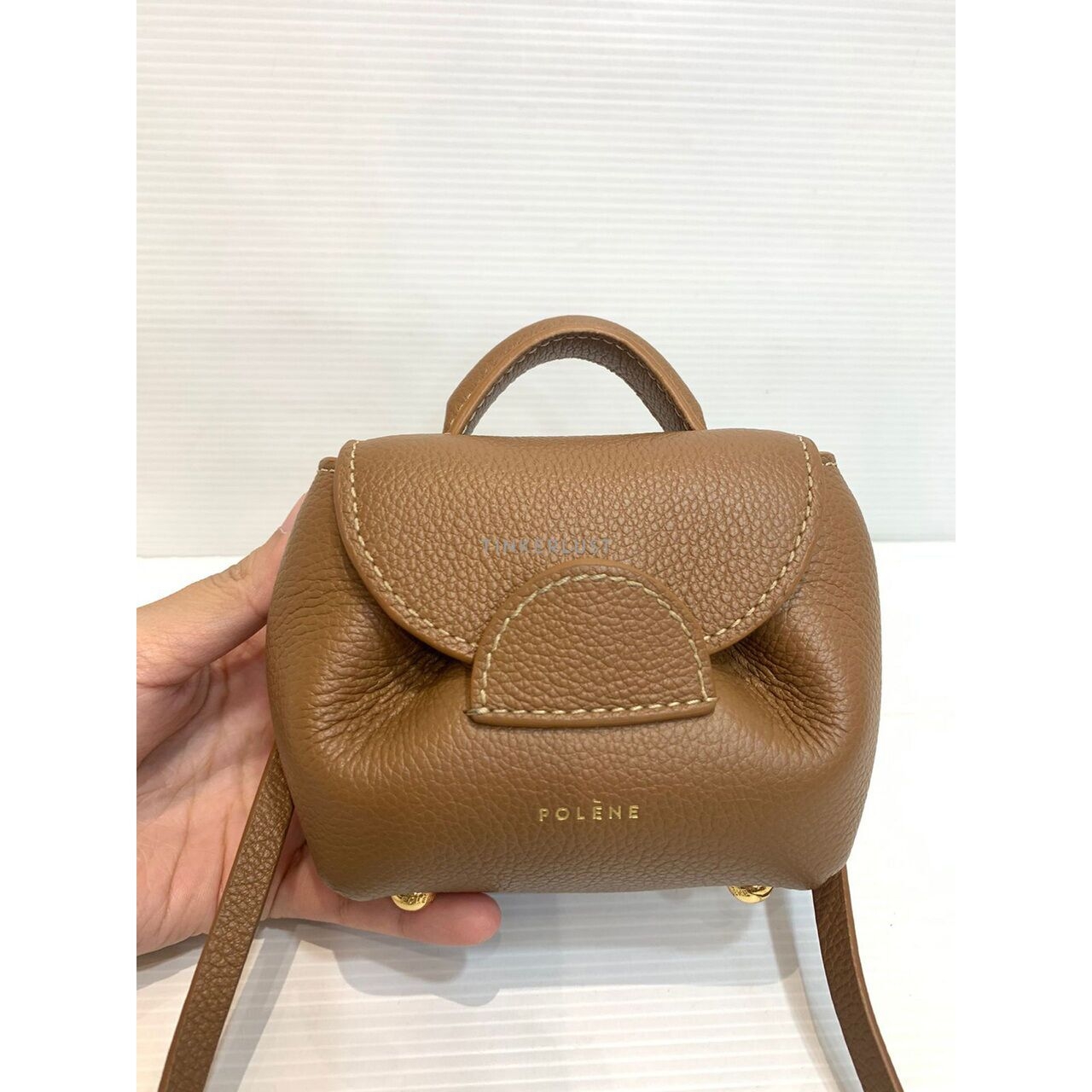 Polene Numero Micro Leather Caramel Satchel