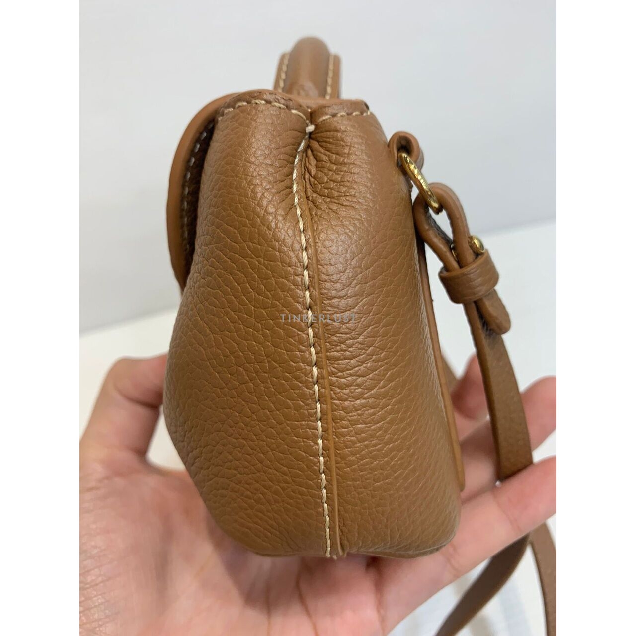 Polene Numero Micro Leather Caramel Satchel