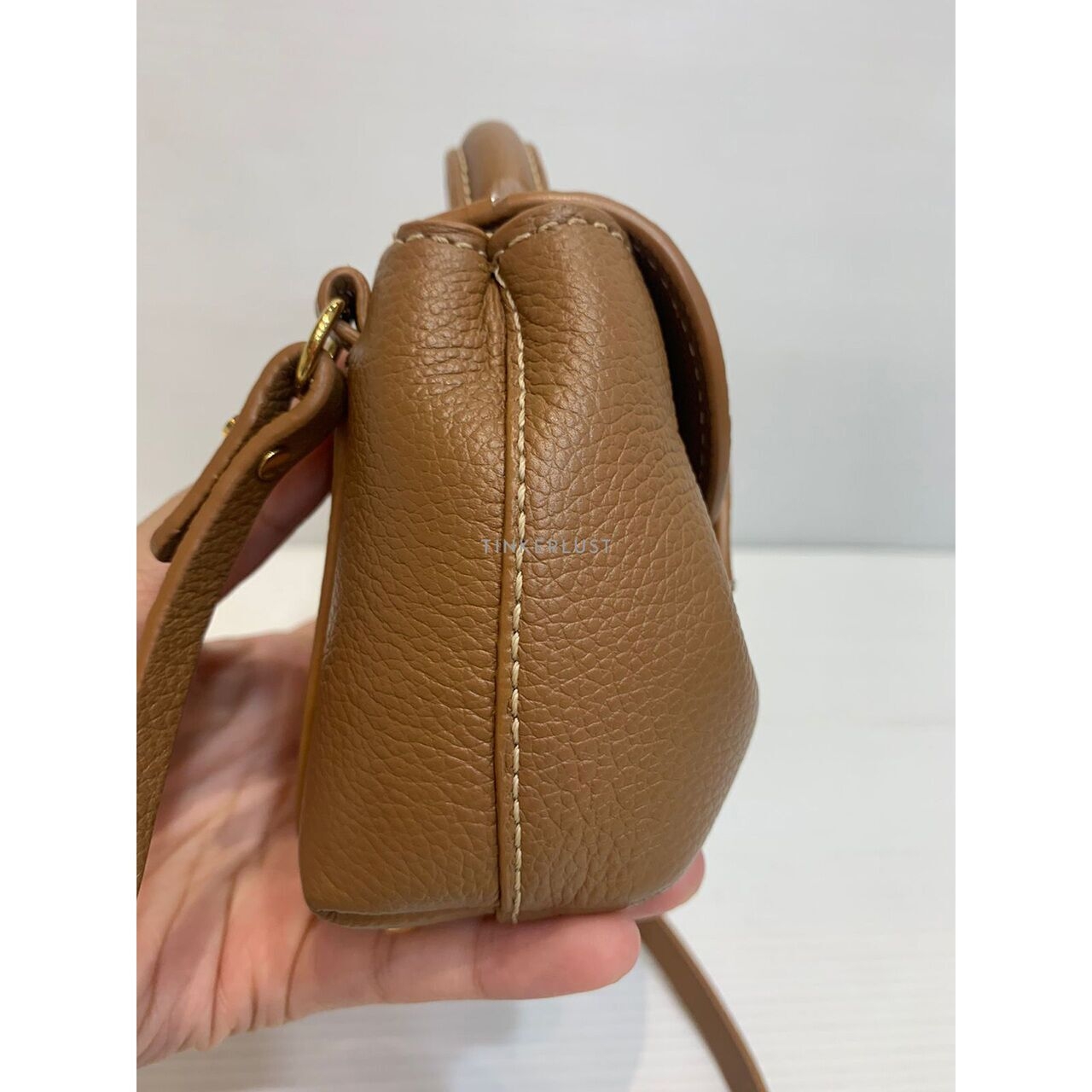 Polene Numero Micro Leather Caramel Satchel