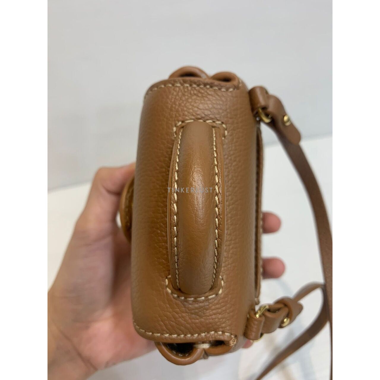 Polene Numero Micro Leather Caramel Satchel