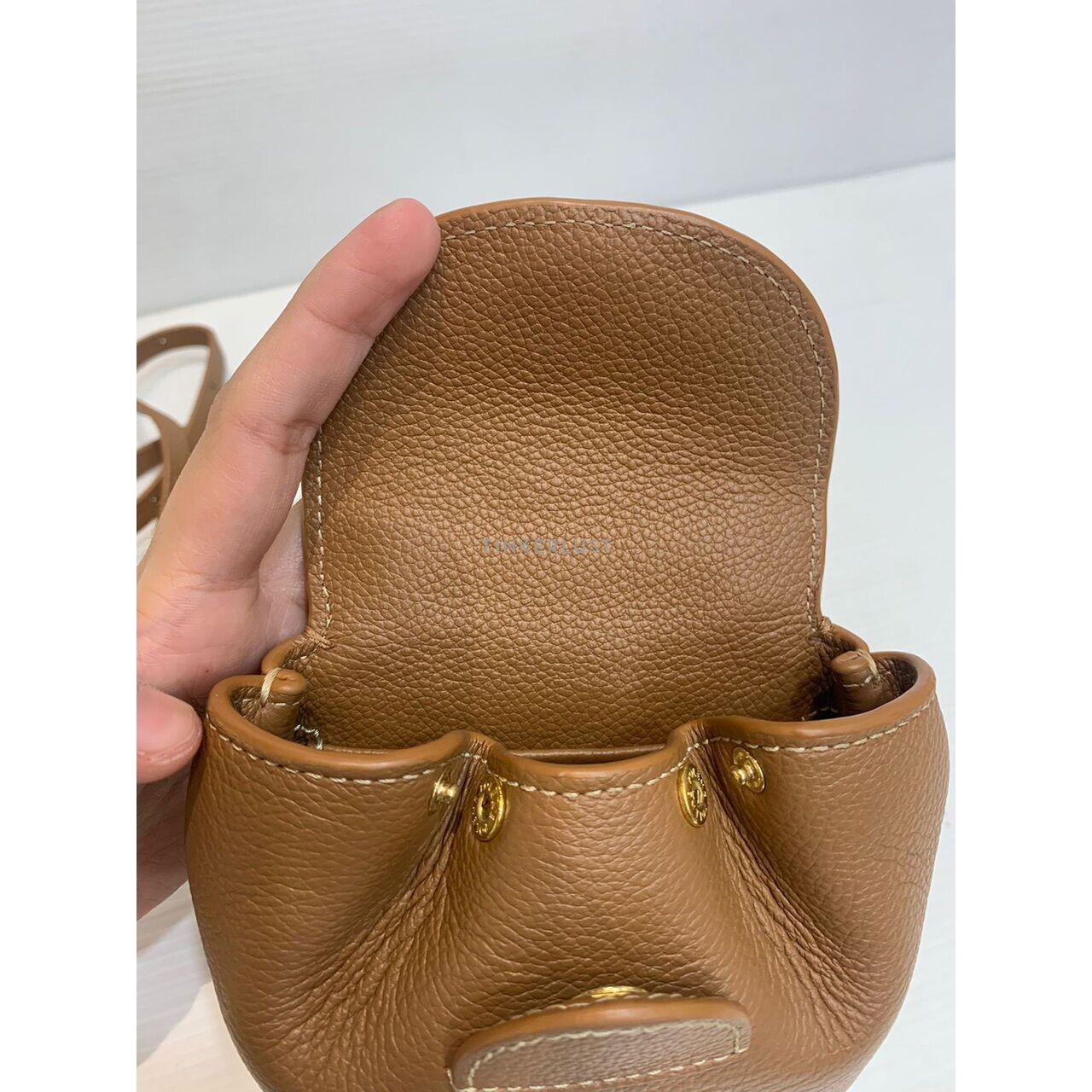 Polene Numero Micro Leather Caramel Satchel