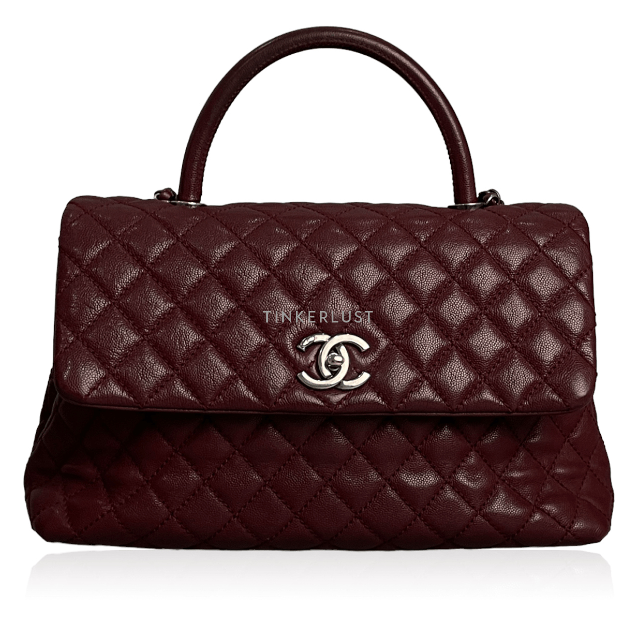 Chanel Coco Top Handle Large Burgundy Caviar Ruthenium Hardware Handbag