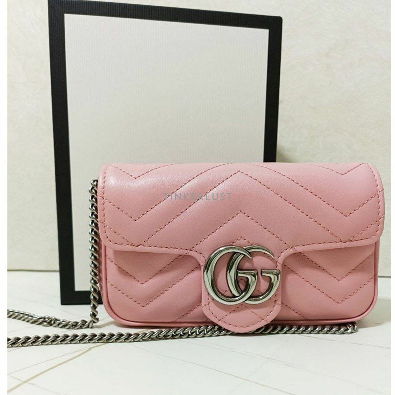 Gucci Super Mini Marmont in Pink RHW Shoulder Bag