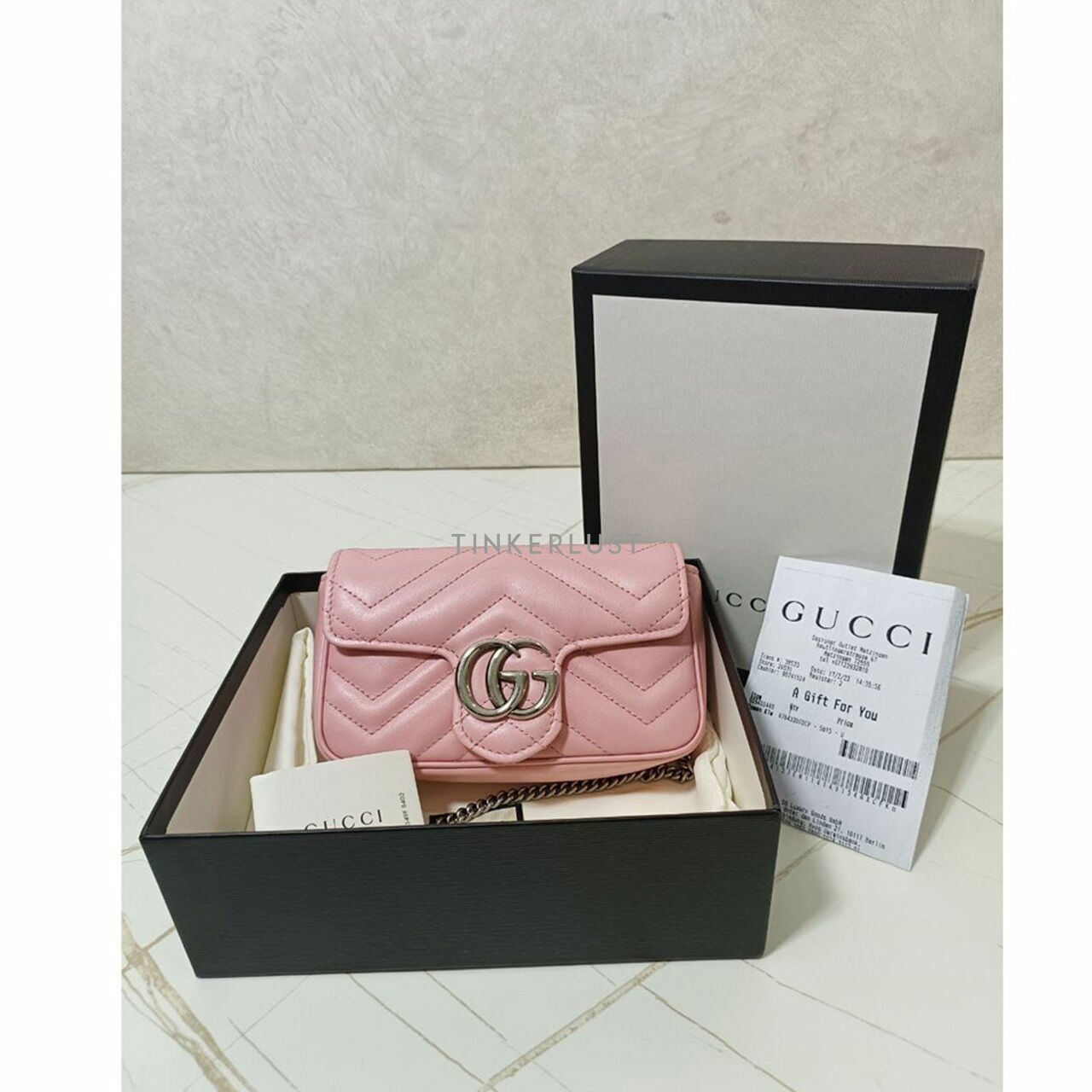 Gucci Super Mini Marmont in Pink RHW Shoulder Bag