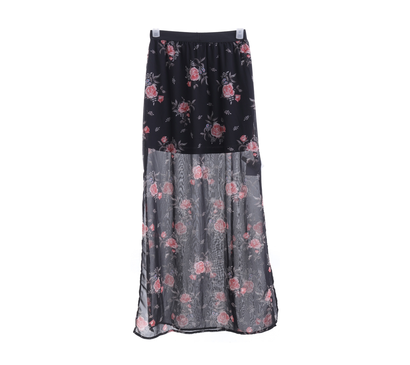 H M Black Floral Maxi Skirt