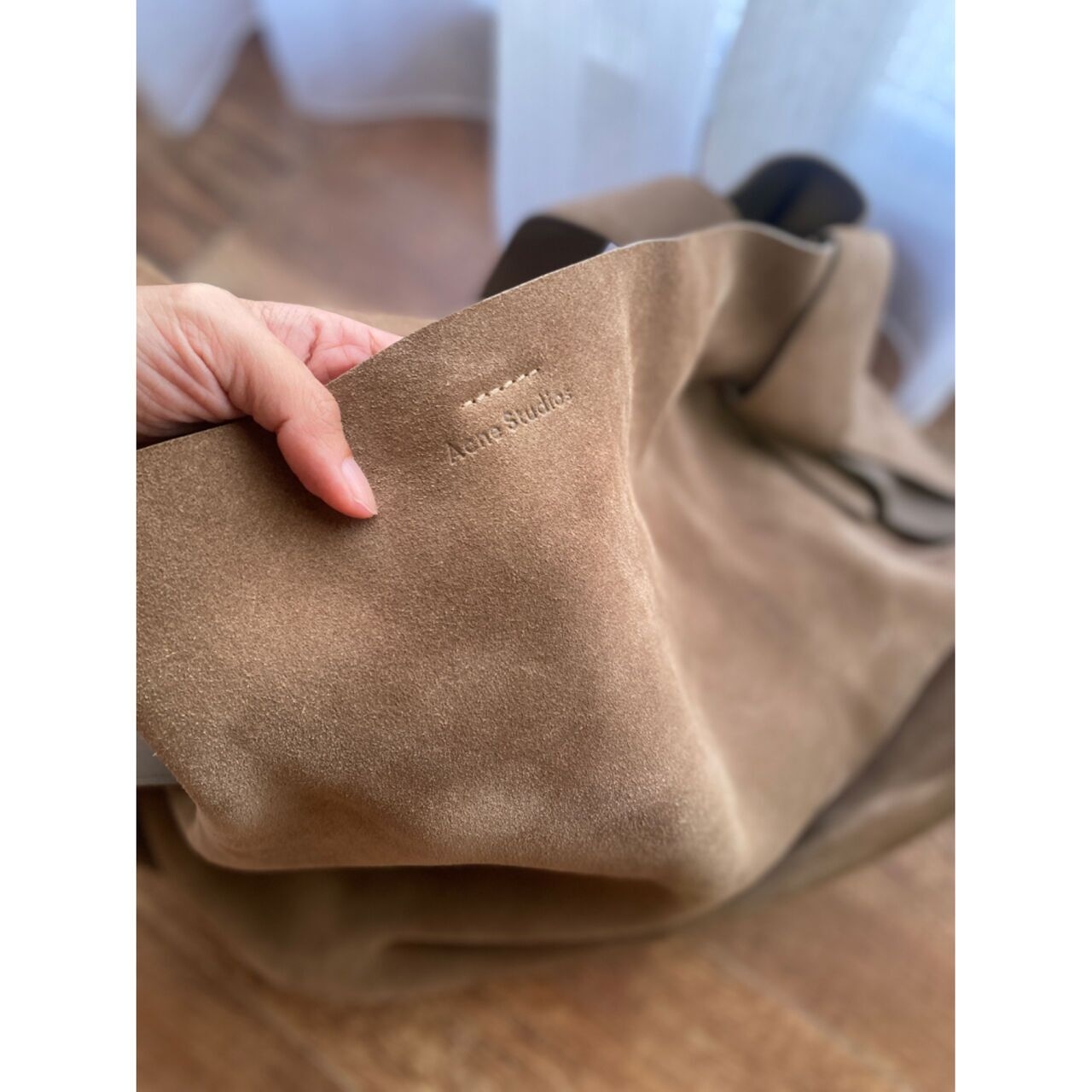 Acne Studios Musubi Taupe Suede Shoulder Bag