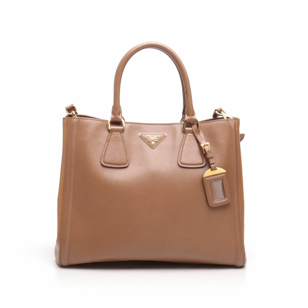 Prada Saﬃano Two Color Brown Satchel