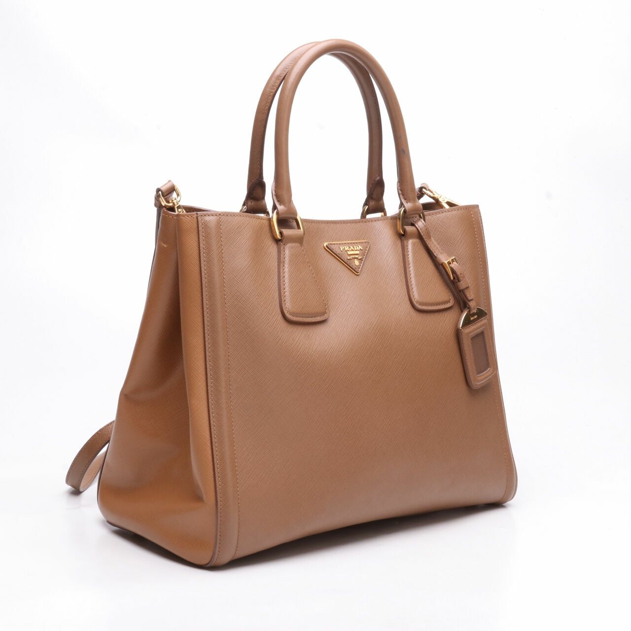 Prada Saﬃano Two Color Brown Satchel