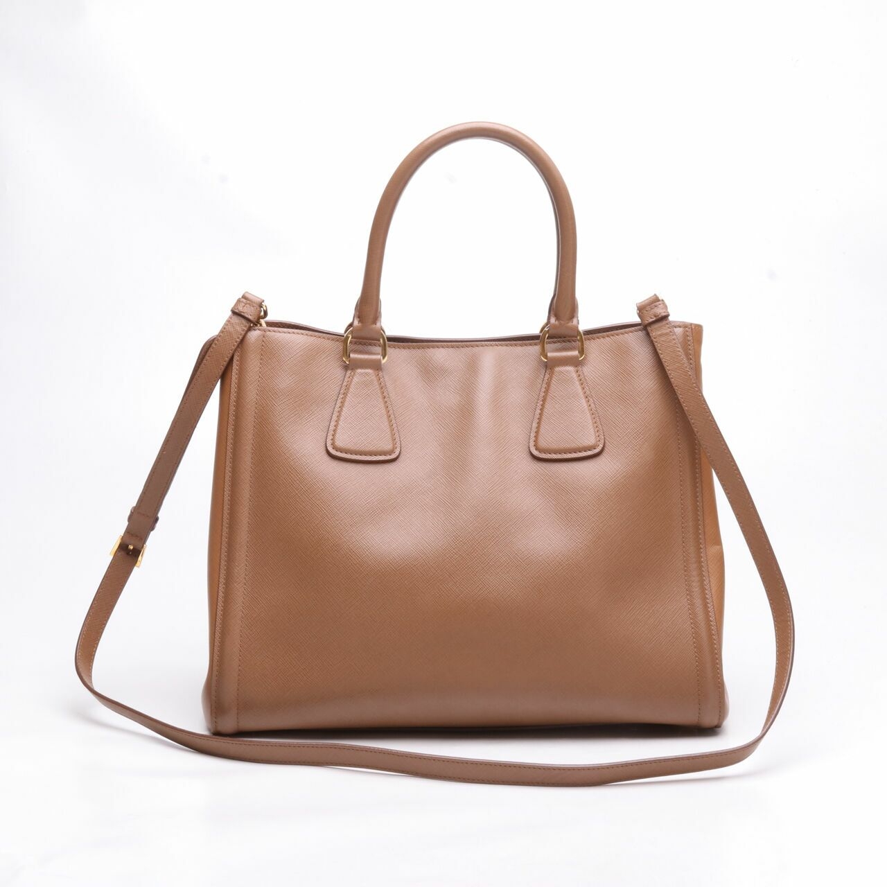 Prada Saﬃano Two Color Brown Satchel