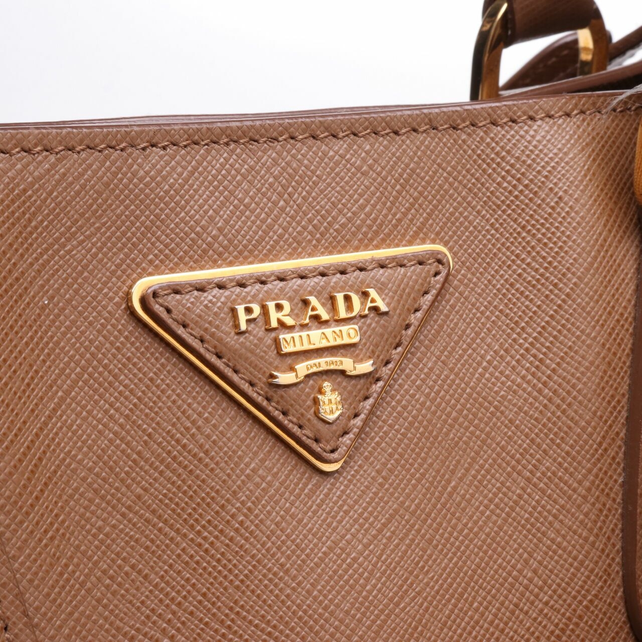 Prada Saﬃano Two Color Brown Satchel