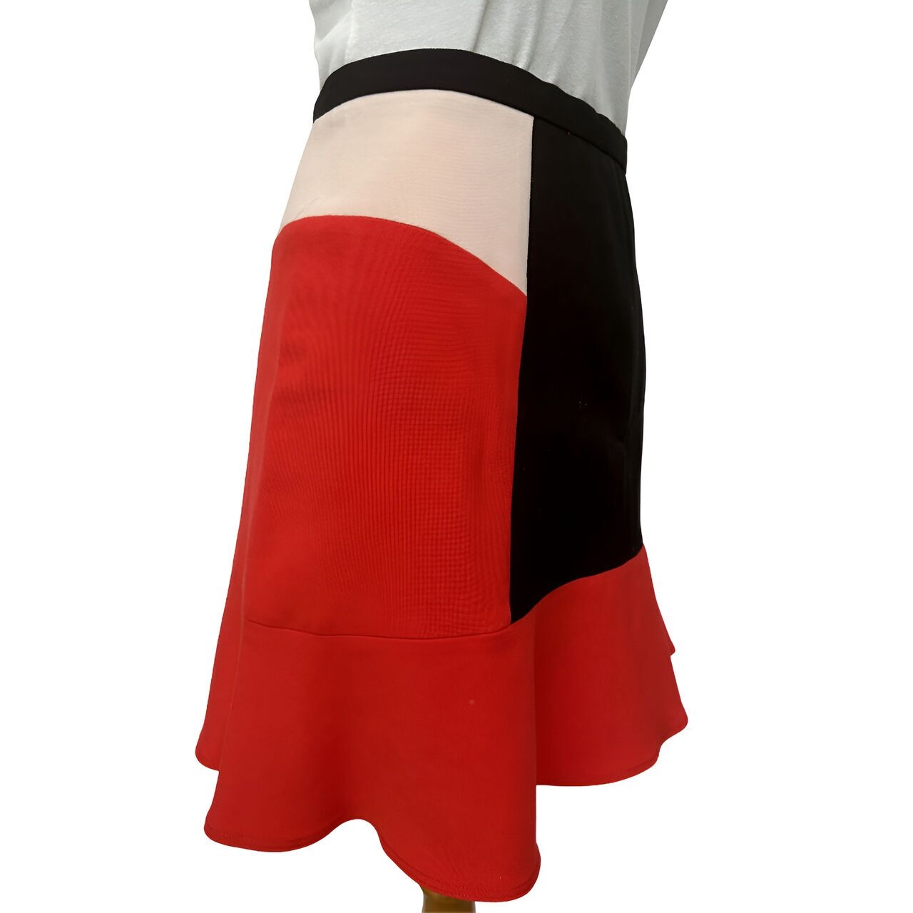 Zara Flare Color Block Mini Skirt in Red, Pink, and Black 