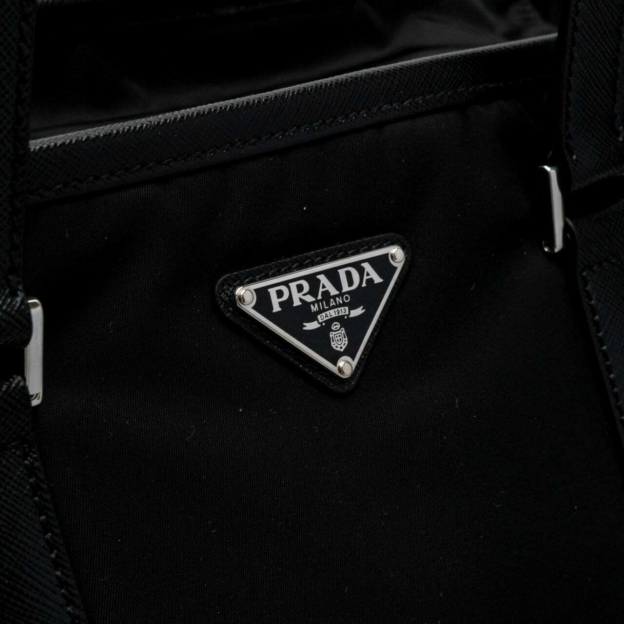 Prada Re-Nylon and Saffiano Leather Tote Bag Black Men