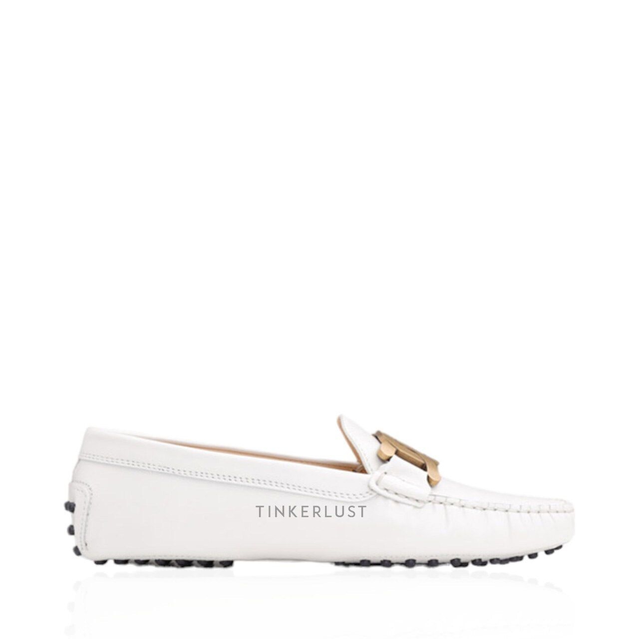 Tod's Women Kate Gommino Driving Shoes in Off White Leather